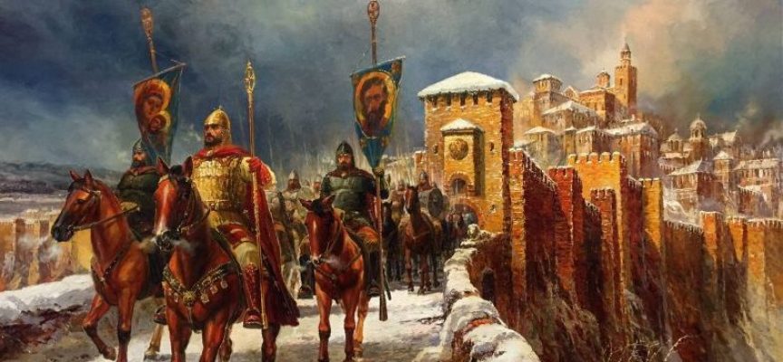 Цар Калоян за първи път освещава бойните си знамена на Богоявление