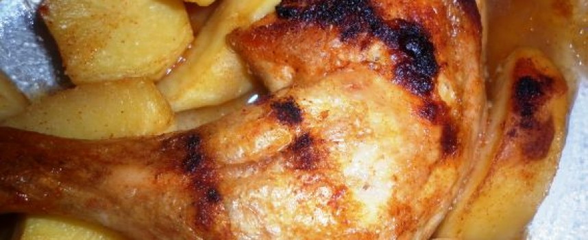 Пилешко бутче с картофи натръшка работници от Величково