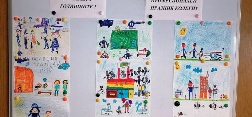 Детски рисунки греят във фоайетата на ОДМВР – Пазарджик послучай Архангеловден