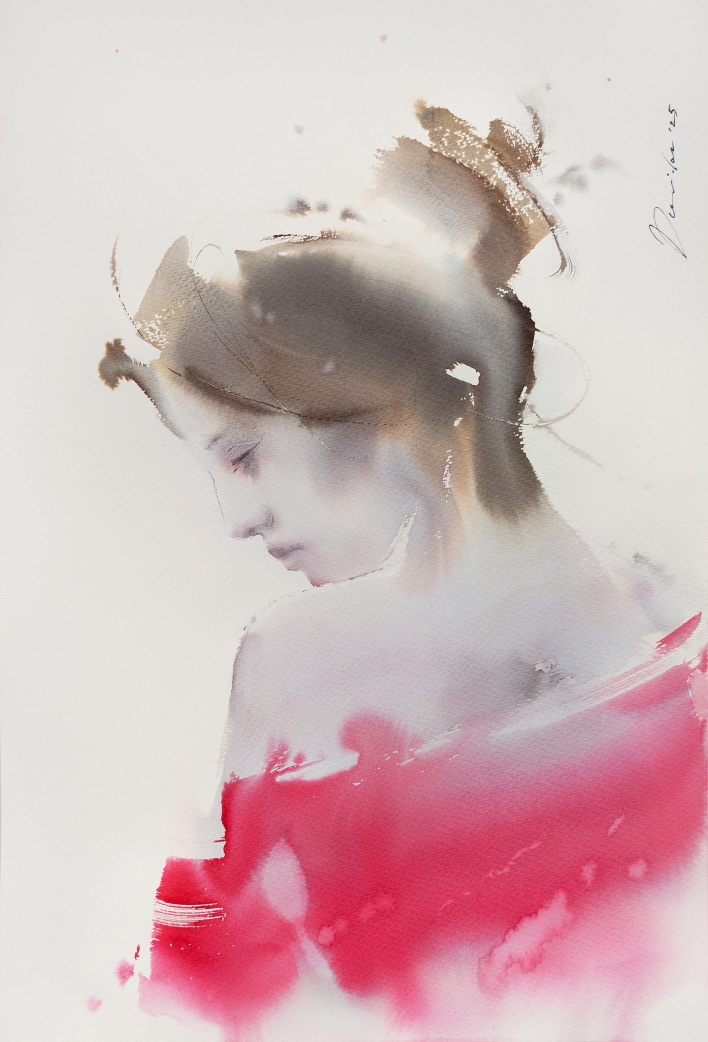 Bulgaria DimitarDavidov Girl with a red scarf 38x56